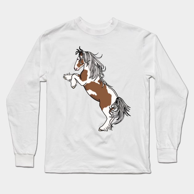 Bay Tobiano Rearing Gypsy Vanner Long Sleeve T-Shirt by Ory Photography Designs